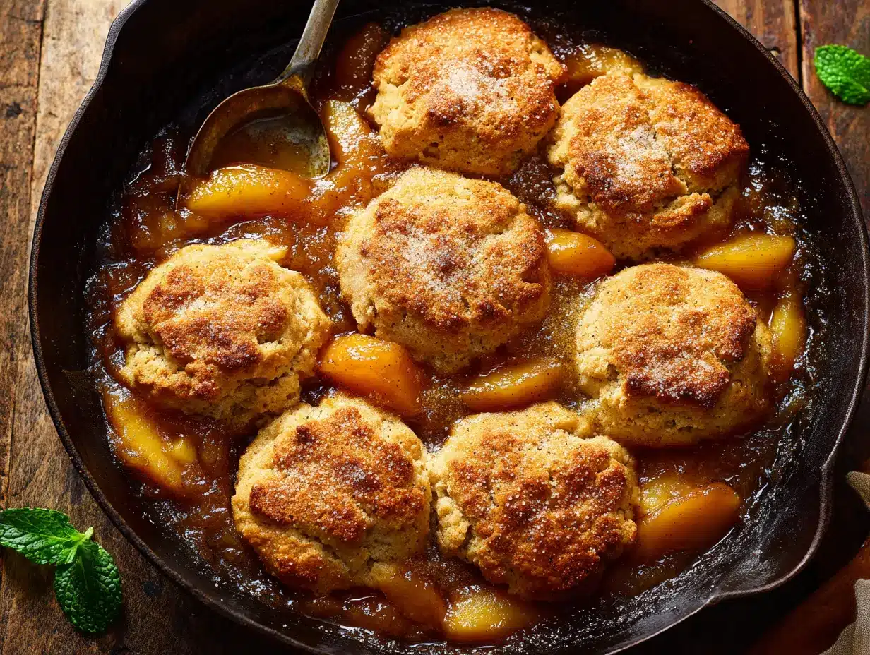 skillet peach cobbler preparation steps