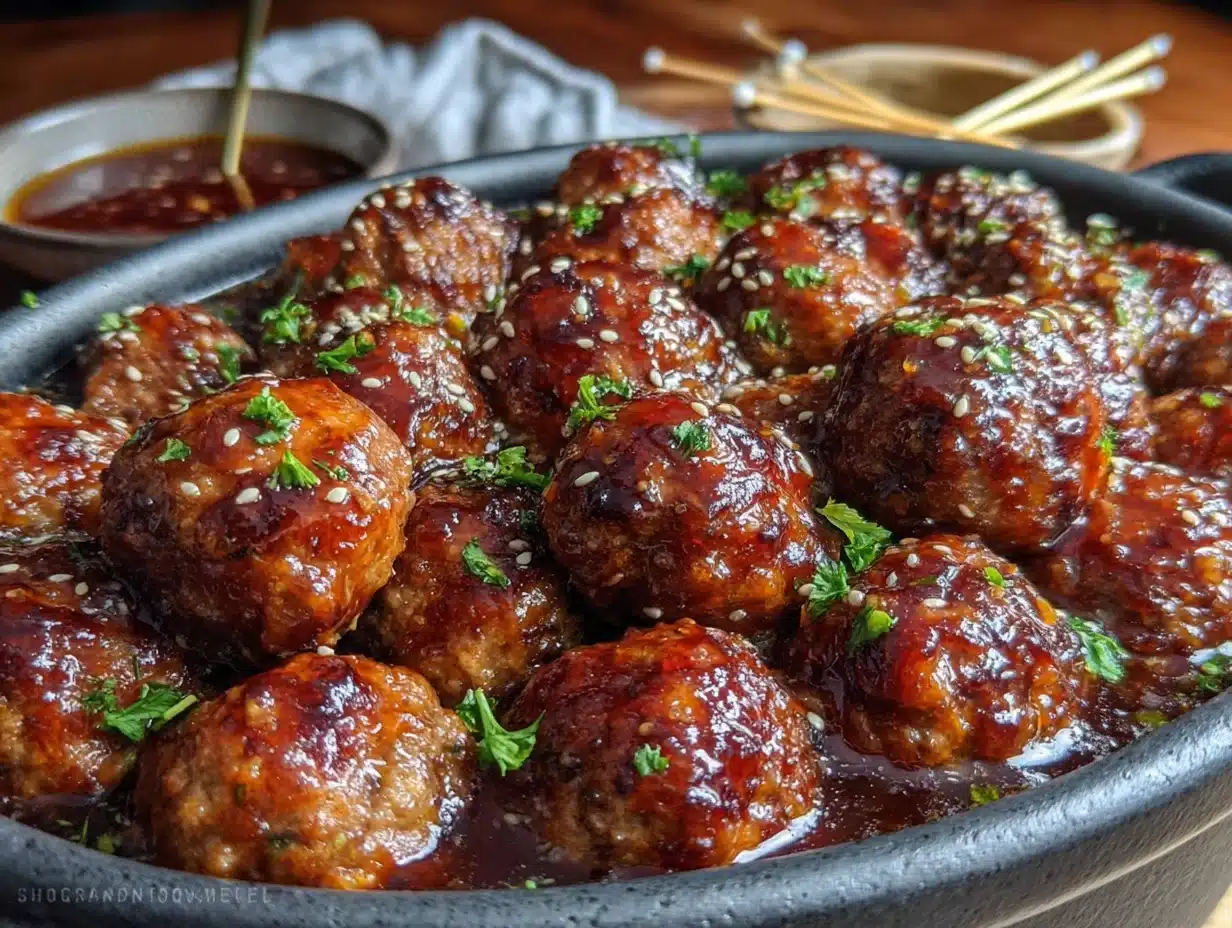 slow cooker honey garlic meatballs - featured image