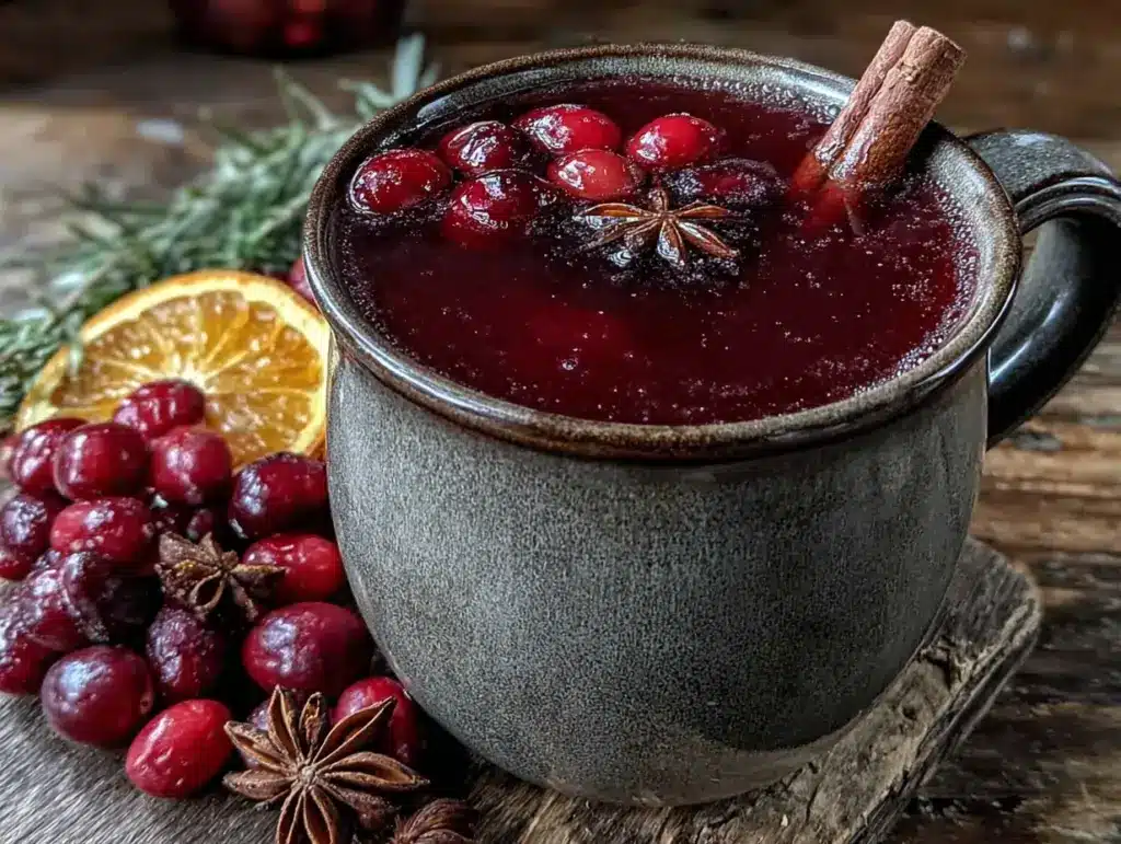 slow cooker spiced cranberry apple cider - featured image