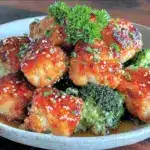 sticky honey garlic salmon bites - featured image