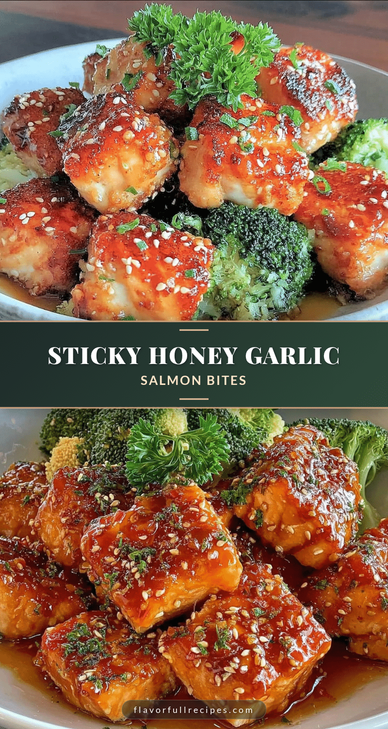 sticky honey garlic salmon bites recipe