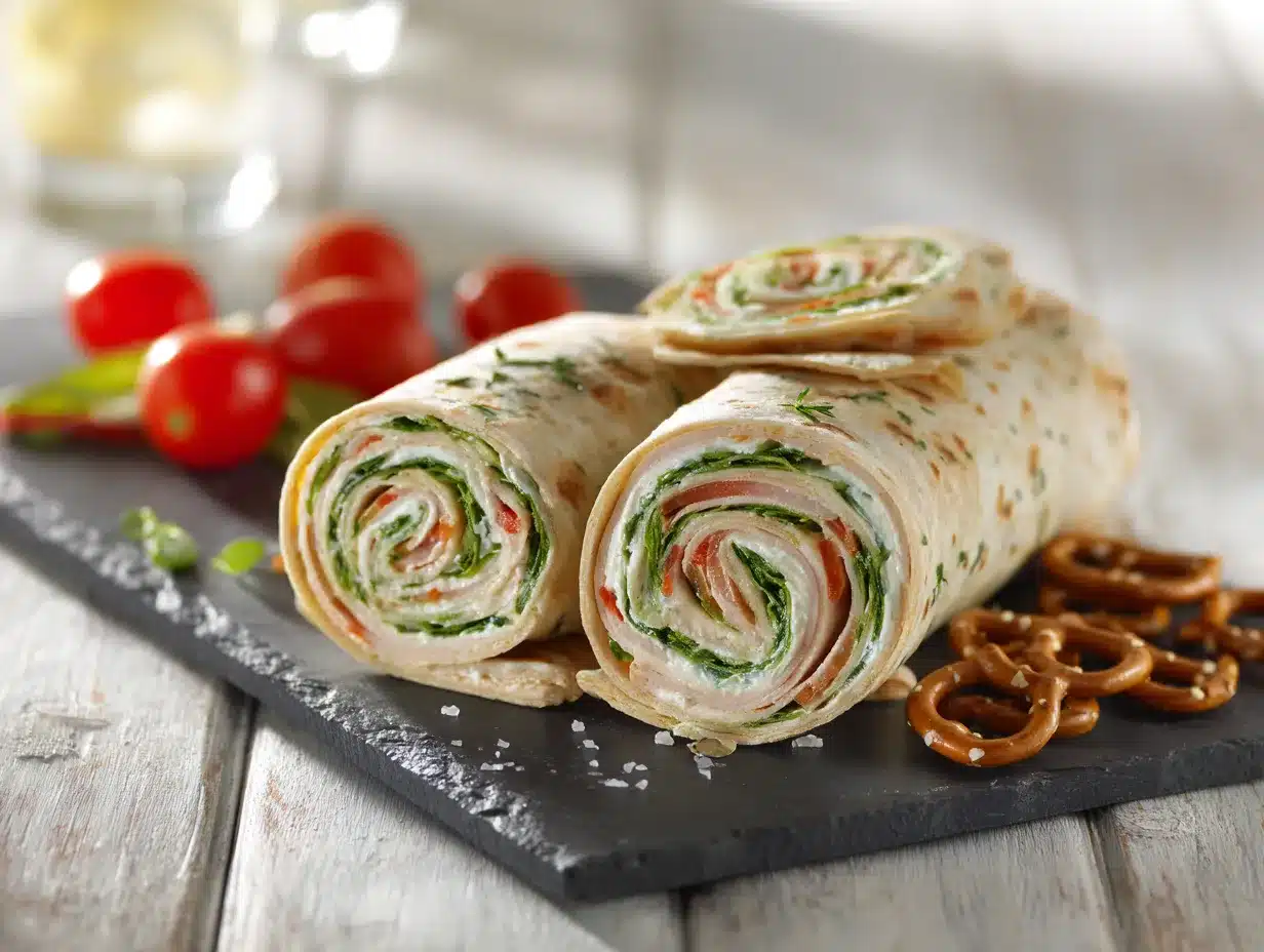 Turkey Ranch Pinwheel Sandwiches preparation steps