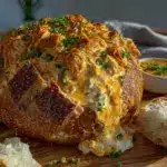 ultimate buffalo chicken dip stuffed bread bowl - featured image