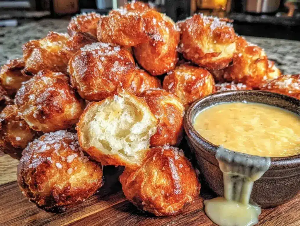 air fryer football pretzel bites - featured image