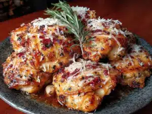 air fryer garlic parmesan chicken thighs - featured image