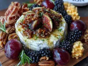 autumn harvest charcuterie board with fig and brie - featured image