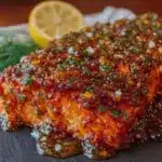 baked salmon with lemon garlic butter - featured image