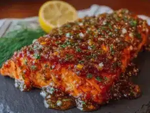 baked salmon with lemon garlic butter - featured image