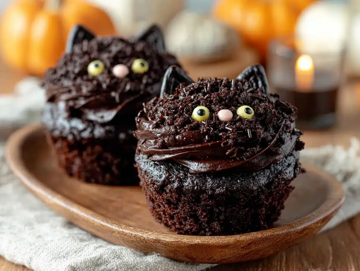 black cat cupcakes preparation steps