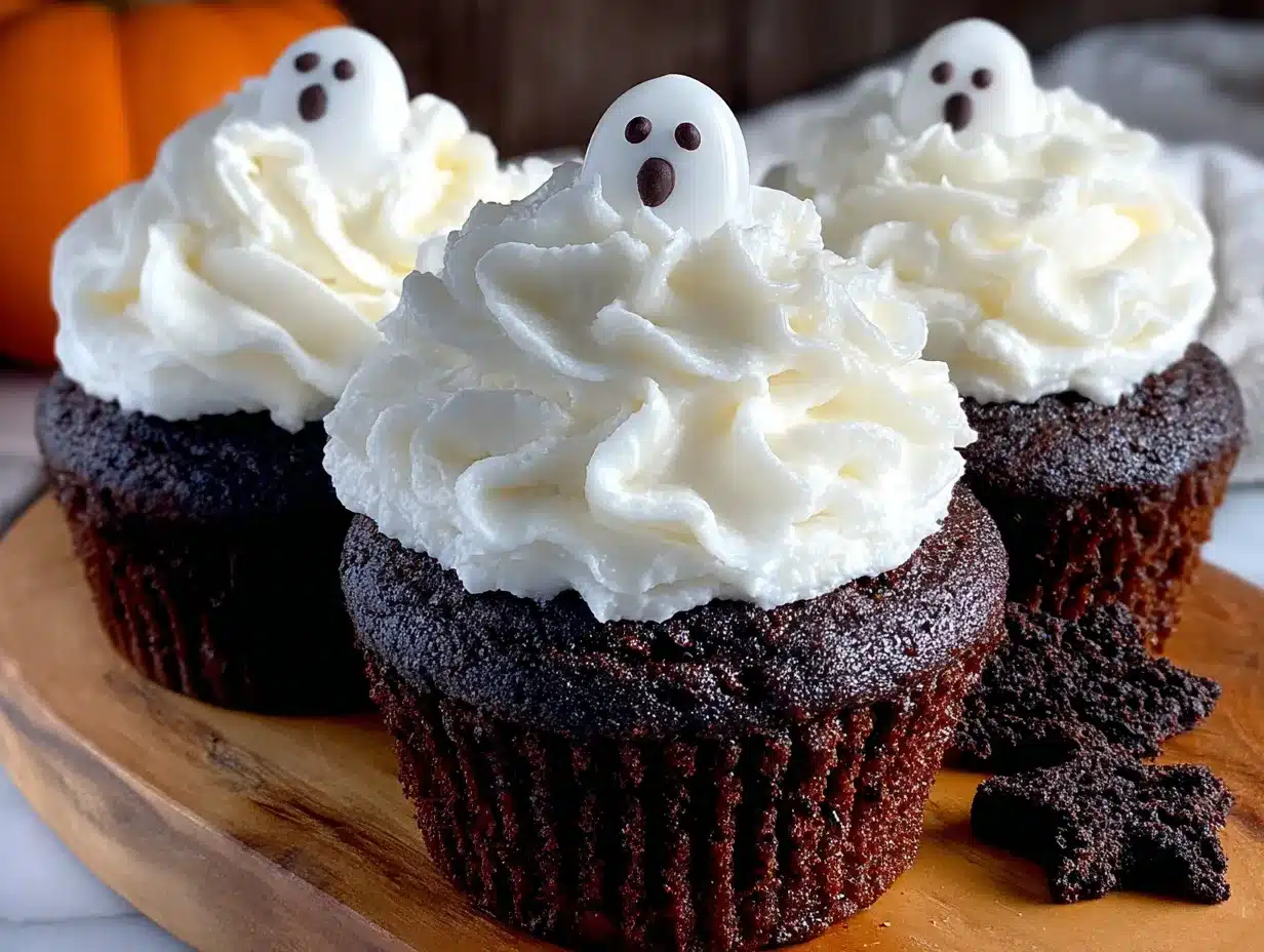 black cocoa ghost cupcakes preparation steps