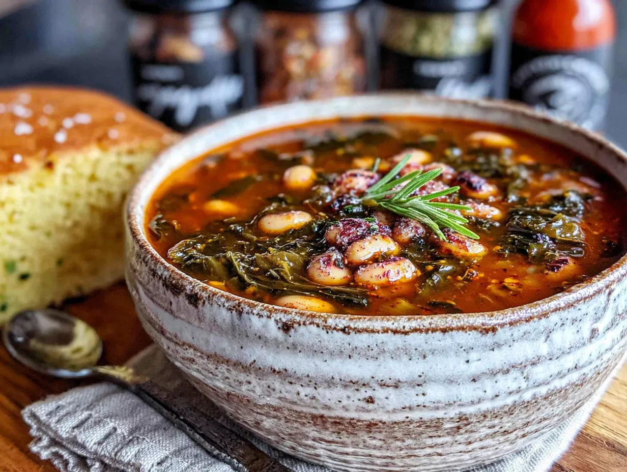 black-eyed pea and collard greens soup preparation steps
