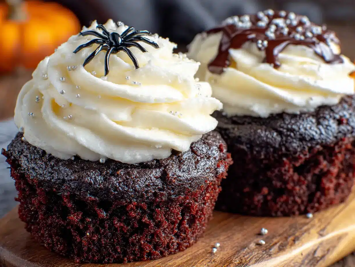 black velvet Halloween cupcakes preparation steps