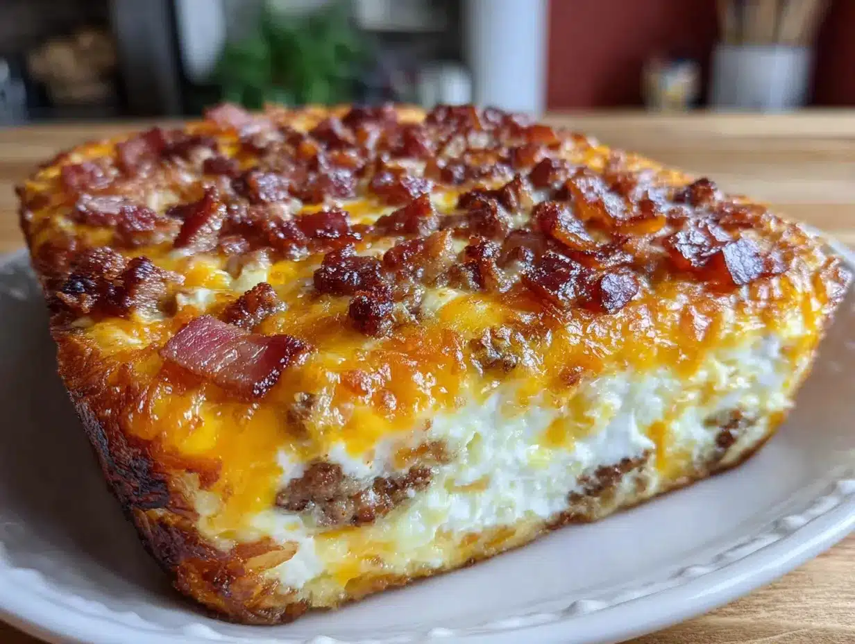 breakfast casserole with sausage and hash browns preparation steps