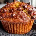 brown butter pumpkin chocolate chip muffins - featured image