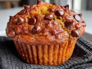 brown butter pumpkin chocolate chip muffins - featured image