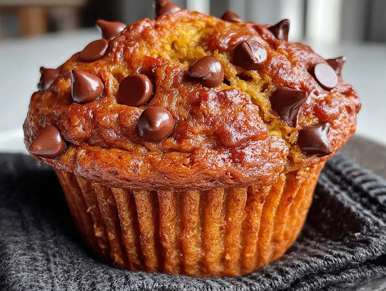 brown butter pumpkin chocolate chip muffins - featured image