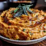 brown butter sage mashed sweet potatoes - featured image