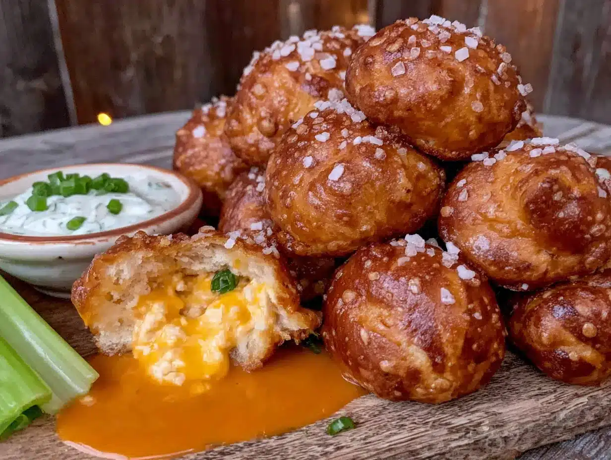 buffalo chicken dip stuffed pretzel bites preparation steps