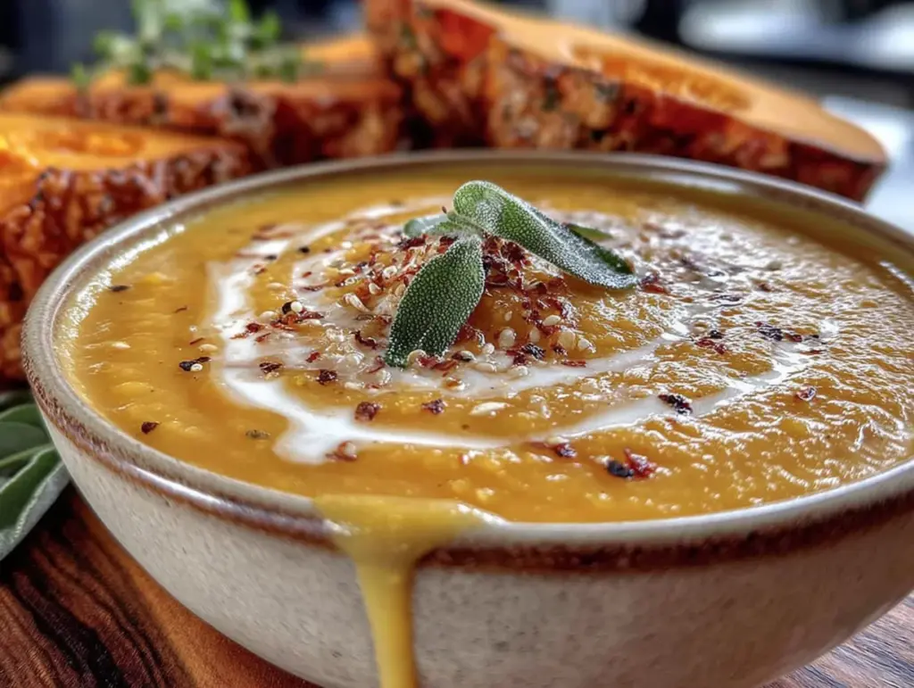 butternut squash soup with sage - featured image