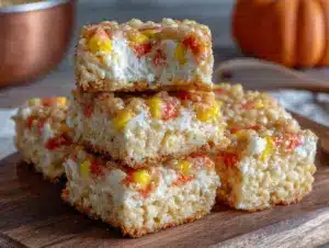 candy corn rice krispie treats - featured image