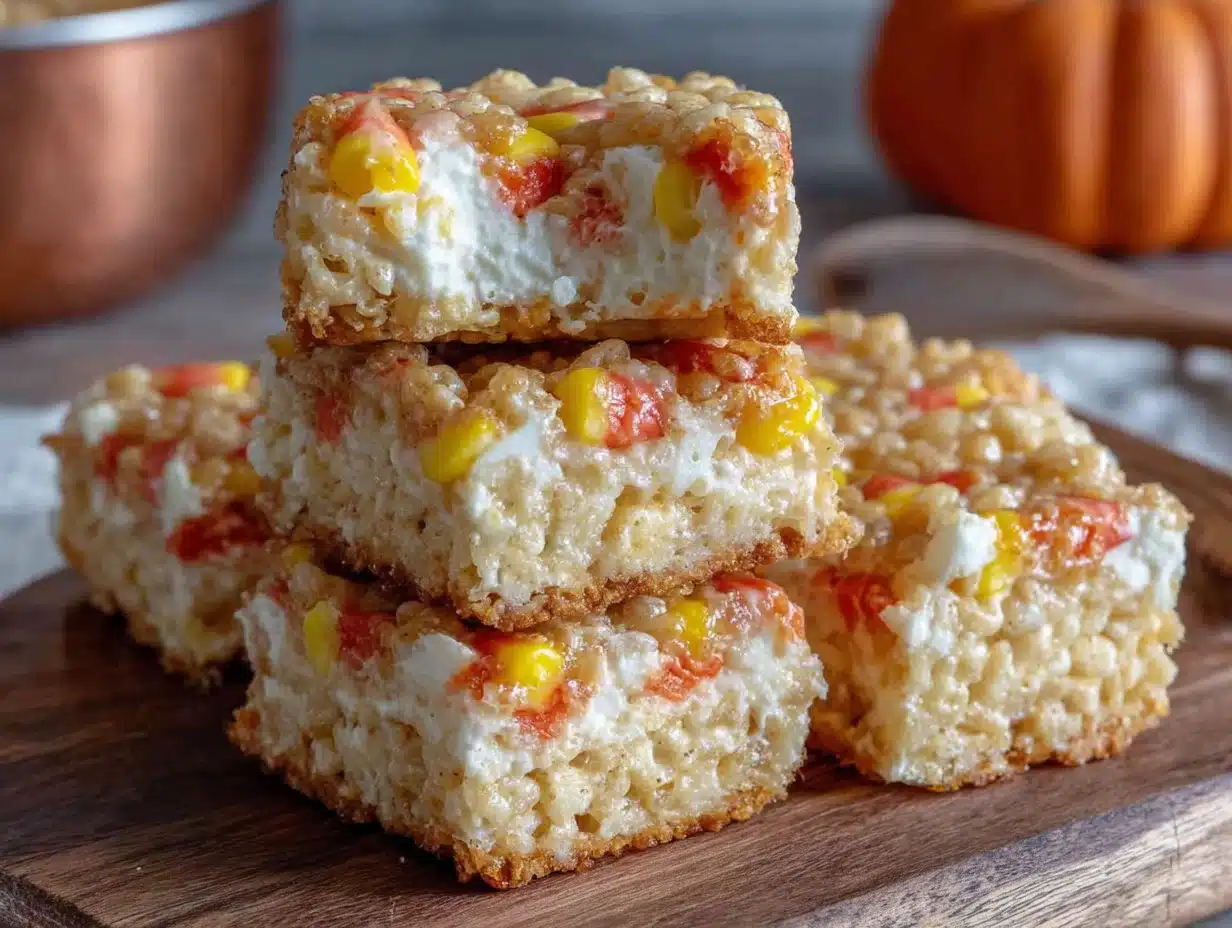 candy corn rice krispie treats - featured image