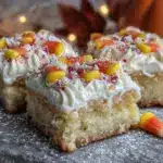 candy corn sugar cookie bars - featured image