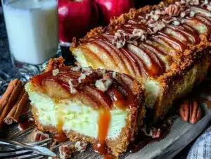 caramel apple cheesecake bars - featured image