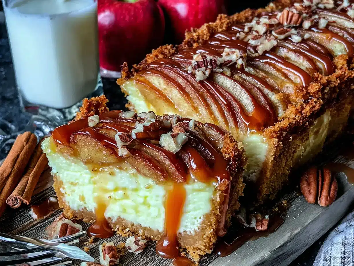 caramel apple cheesecake bars - featured image