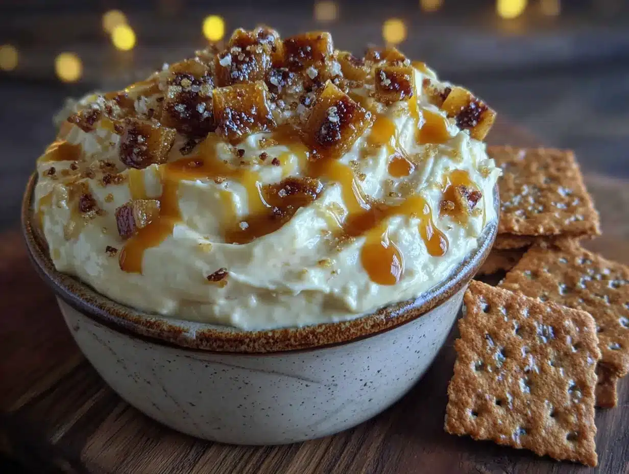 caramel apple cheesecake dip preparation steps