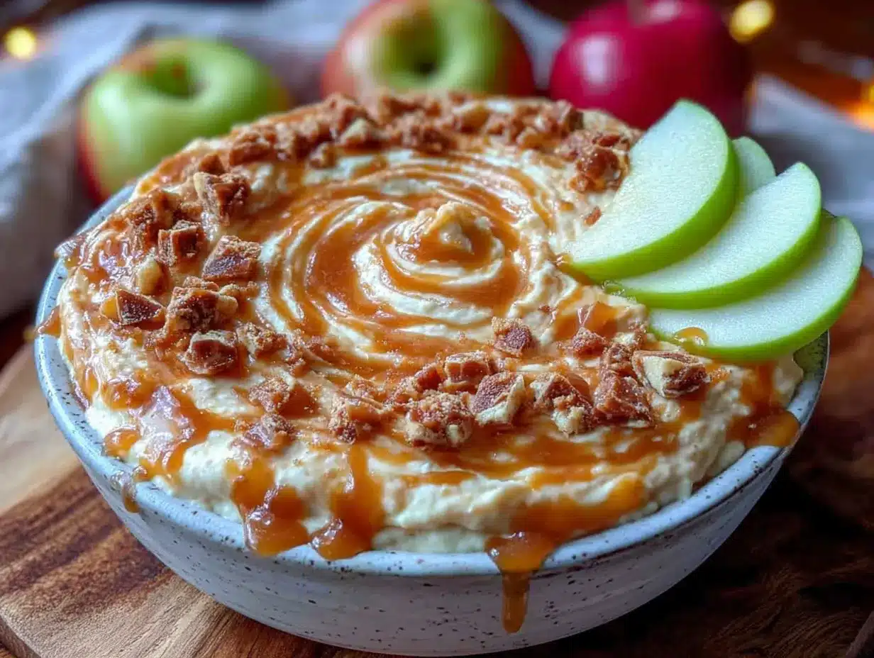 caramel apple cheesecake dip preparation steps