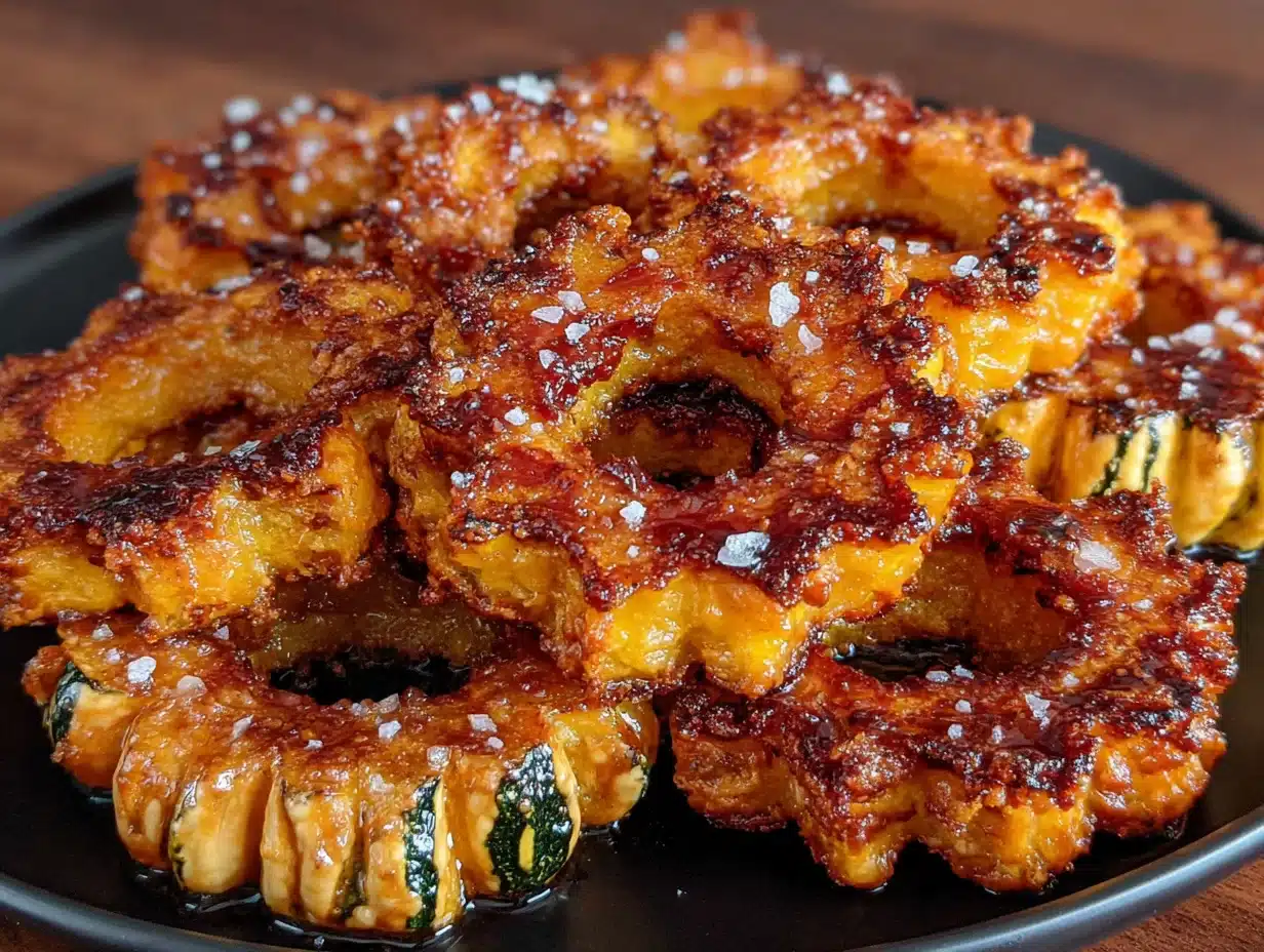 caramelized brown sugar roasted delicata squash rings - featured image
