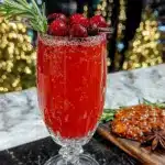 champagne cranberry mimosa mocktail - featured image