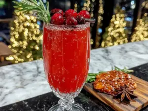 champagne cranberry mimosa mocktail - featured image