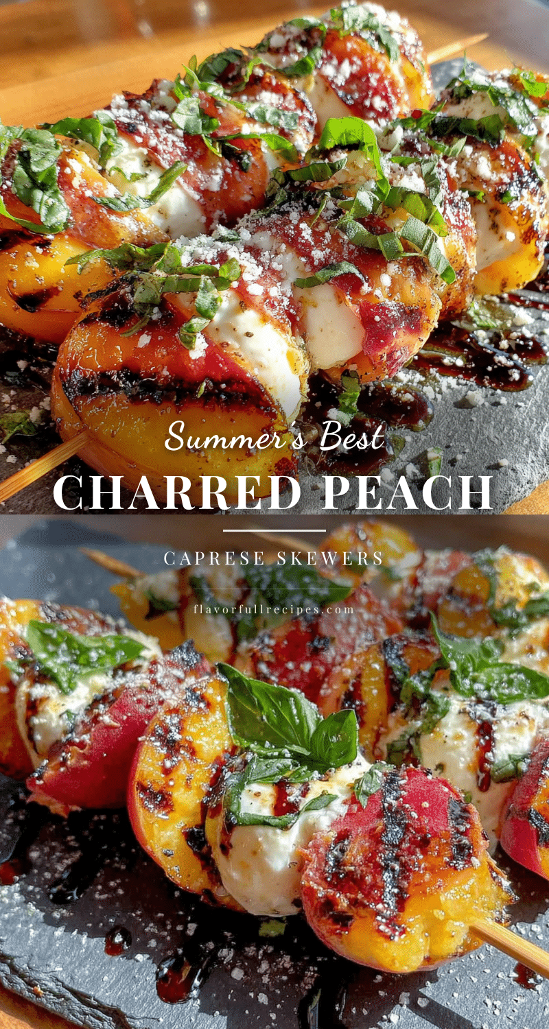 charred peach and burrata caprese skewers recipe
