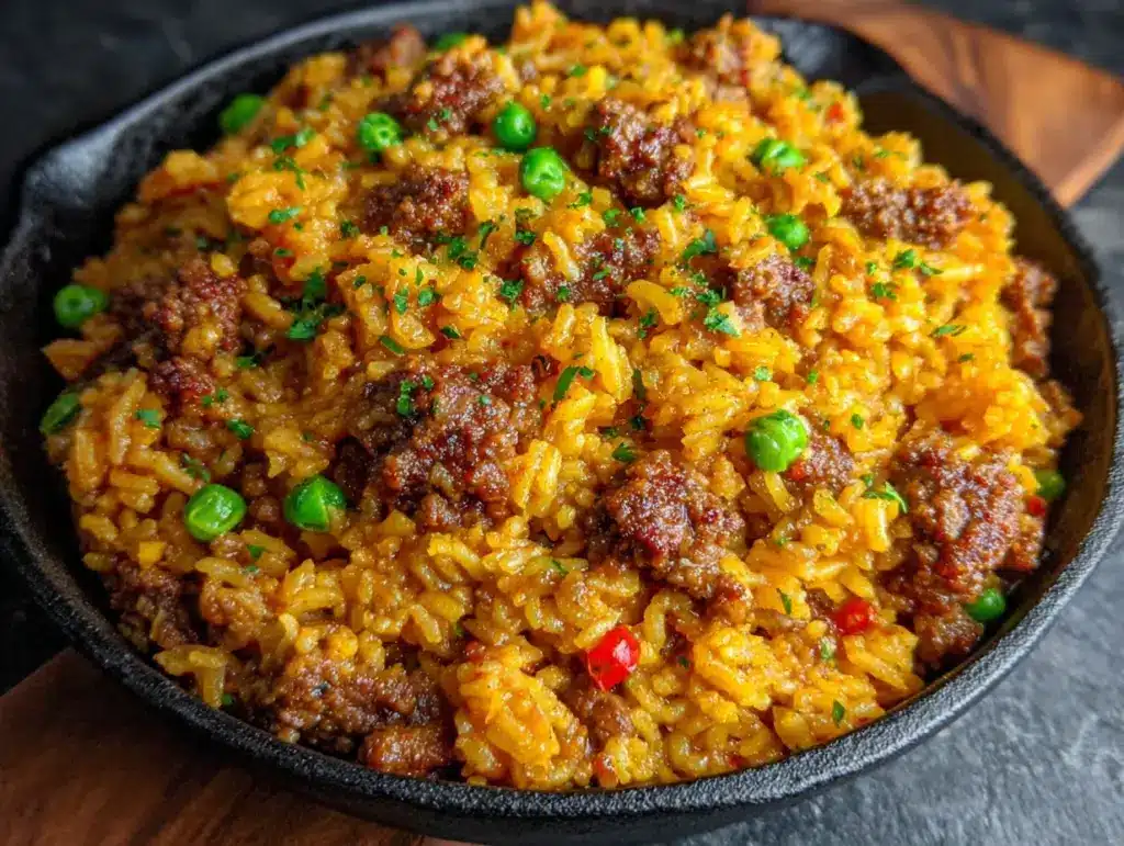 cheesy ground beef rice - featured image