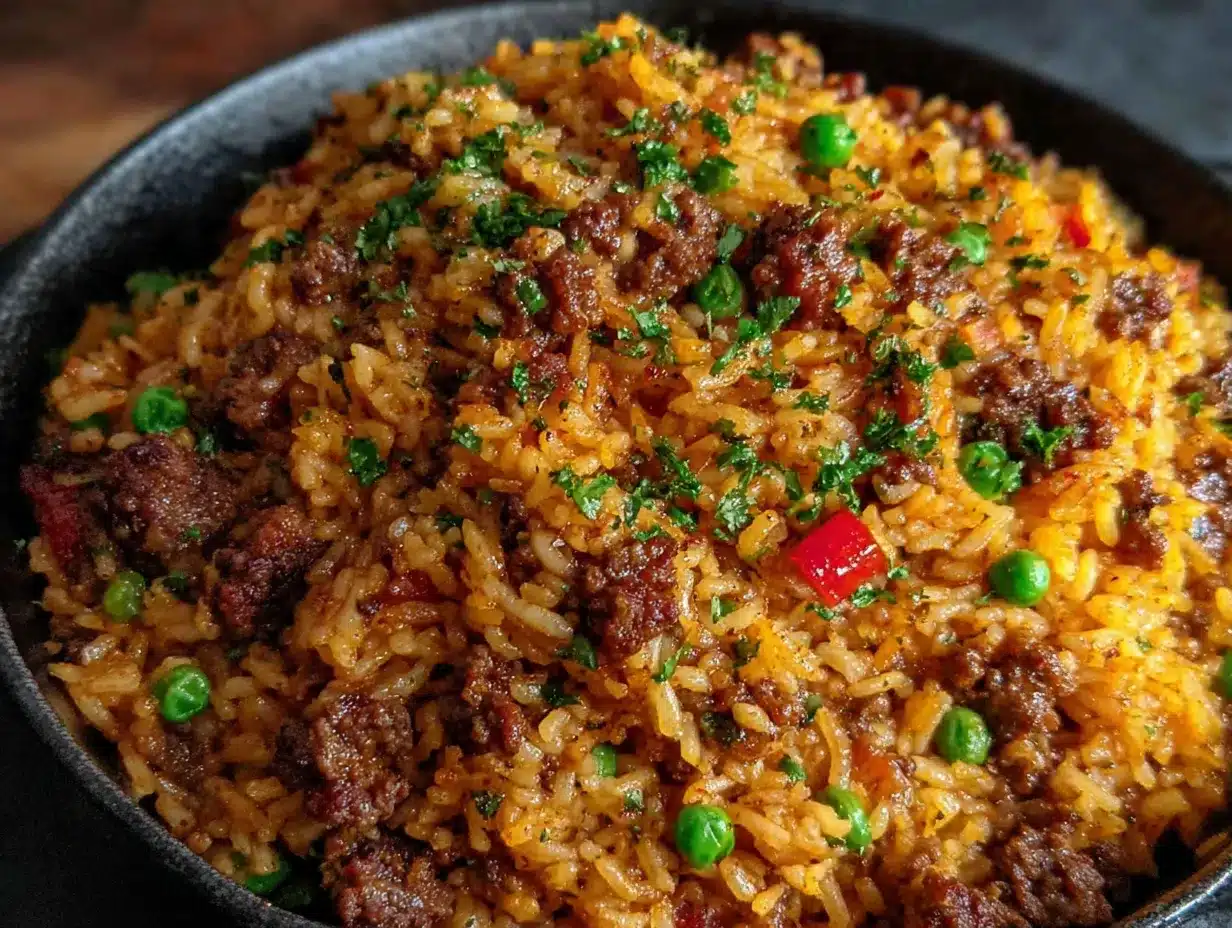 cheesy ground beef rice preparation steps