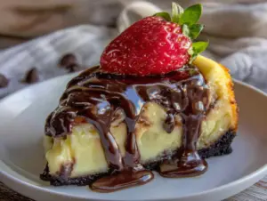 chocolate covered strawberry cheesecake - featured image