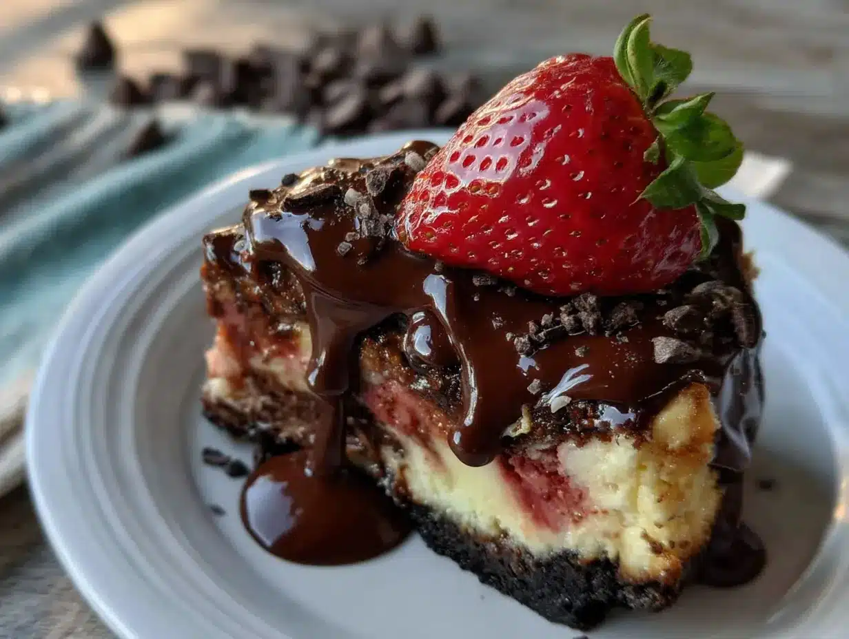 chocolate covered strawberry cheesecake preparation steps