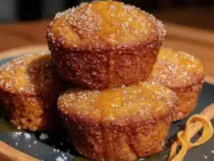 cinnamon sugar baked apple cider donut muffins - featured image