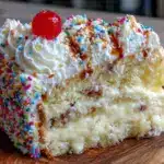classic vanilla birthday cake with sprinkle frosting - featured image