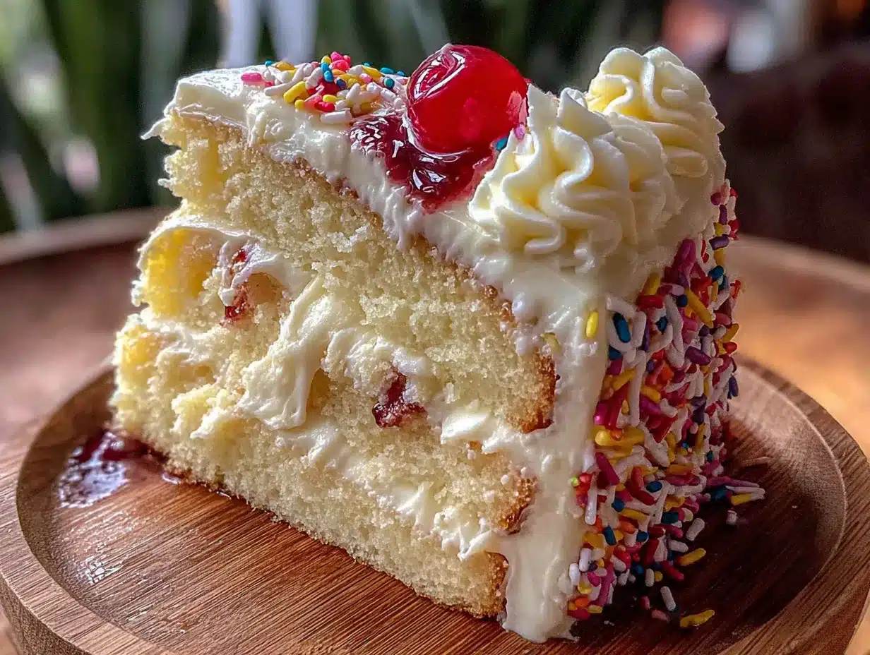 classic vanilla birthday cake with sprinkle frosting preparation steps