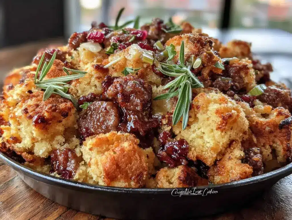 cornbread stuffing with sausage and sage - featured image