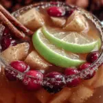 cozy caramel apple sangria with cinnamon sticks - featured image