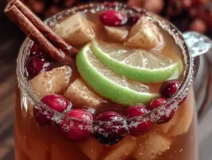 cozy caramel apple sangria with cinnamon sticks - featured image