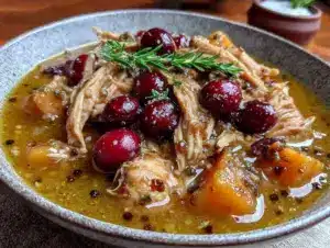 cozy crockpot chicken and apple cider stew - featured image