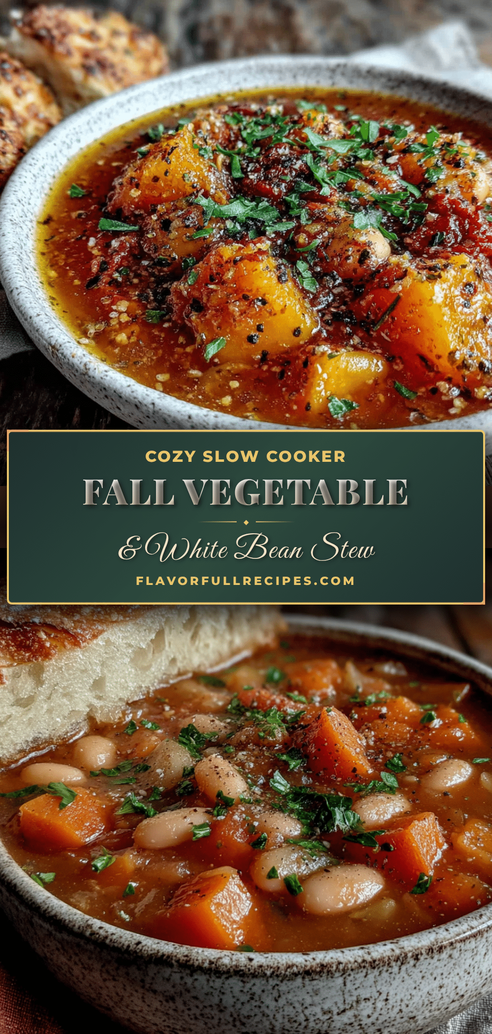 cozy slow cooker fall vegetable and white bean stew recipe