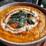 creamy butternut squash soup with crispy sage - featured image