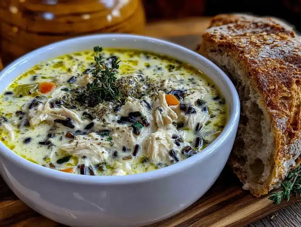 creamy chicken and wild rice soup - featured image