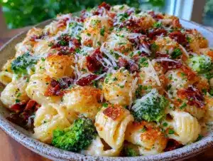 creamy garlic parmesan pasta salad - featured image