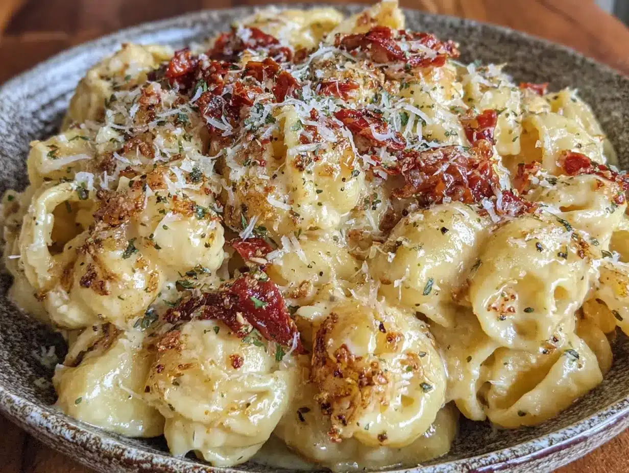 creamy garlic parmesan pasta salad preparation steps